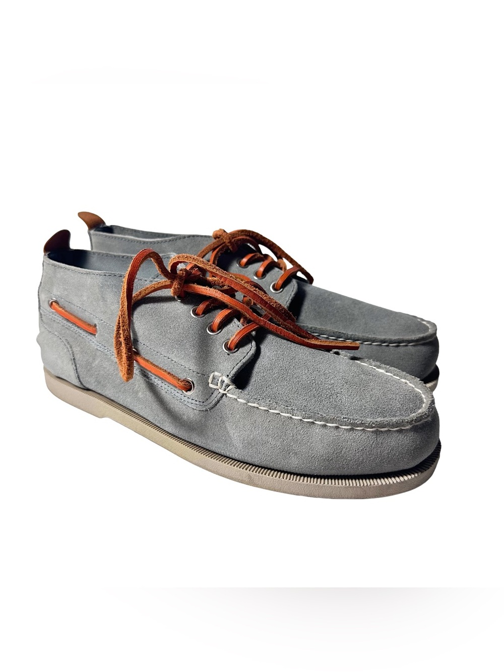 Lands End Canvas 1963 Boat Shoe Chukka Boot Mocs Grey Suede Mens 9 D UK 8 EU 42